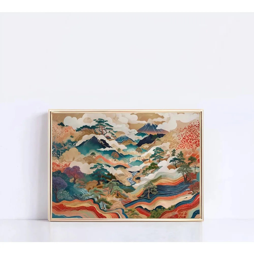 Natural motifs through a distinctive pointillist technique, where countless small dots and specks create textured, vibrant forms.