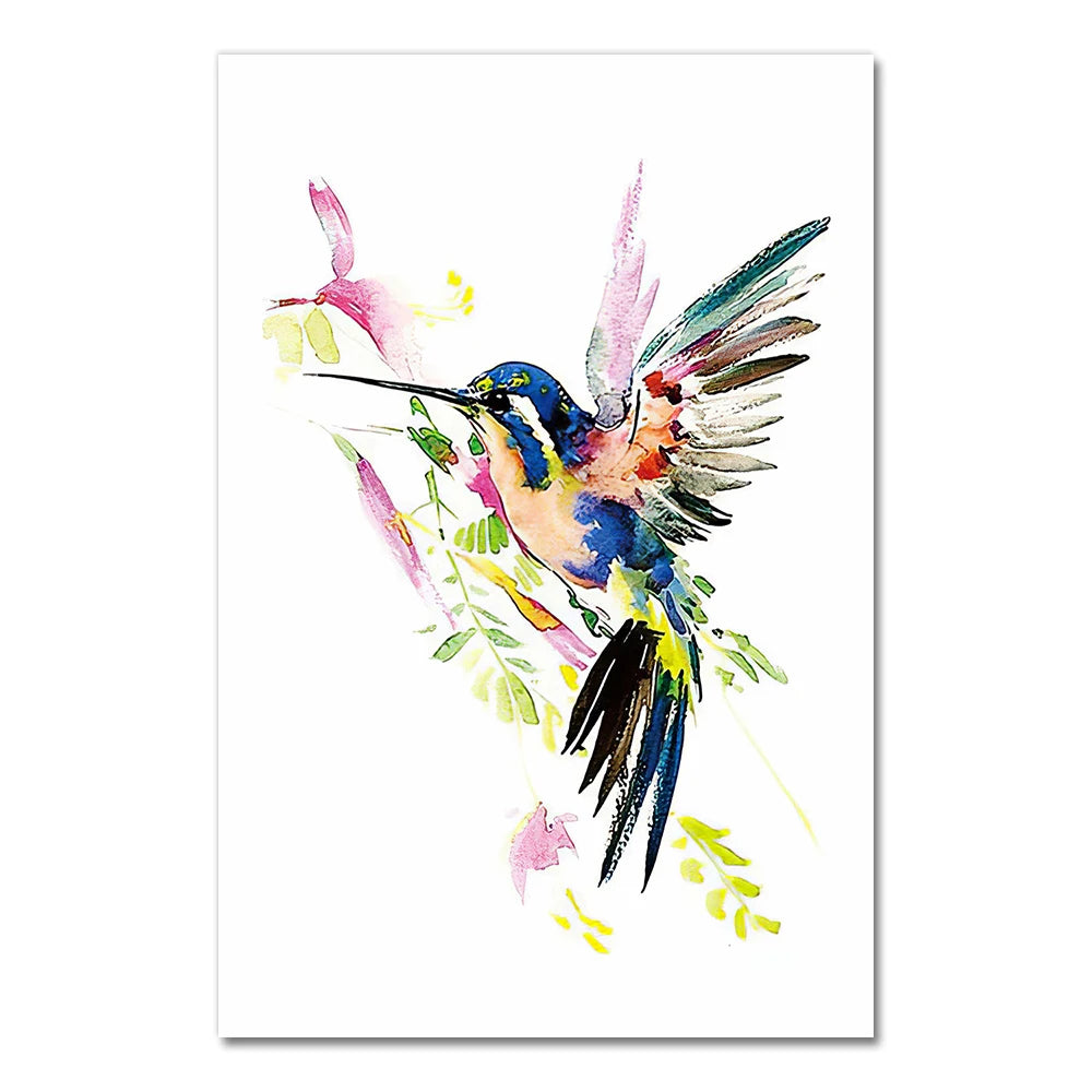 Captivating abstract watercolor prints celebrating avian elegance in jewel-toned splendor.