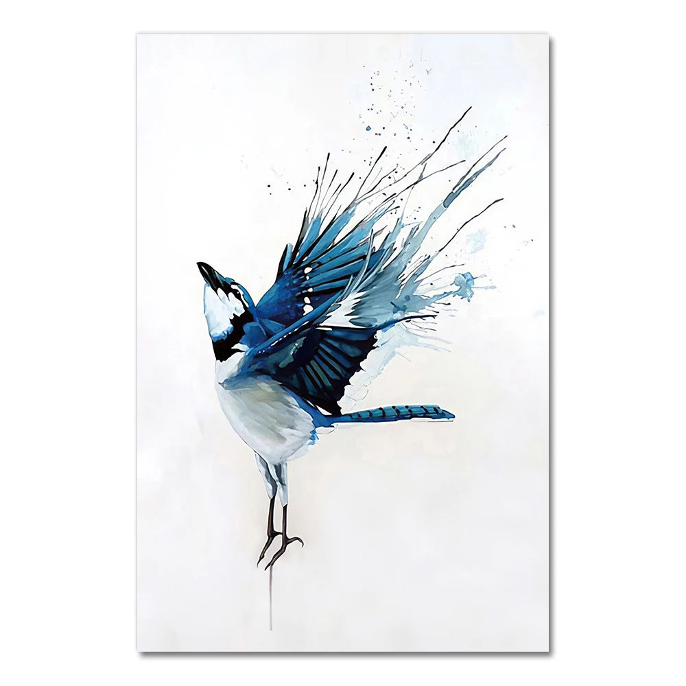 Captivating abstract watercolor prints celebrating avian elegance in jewel-toned splendor.