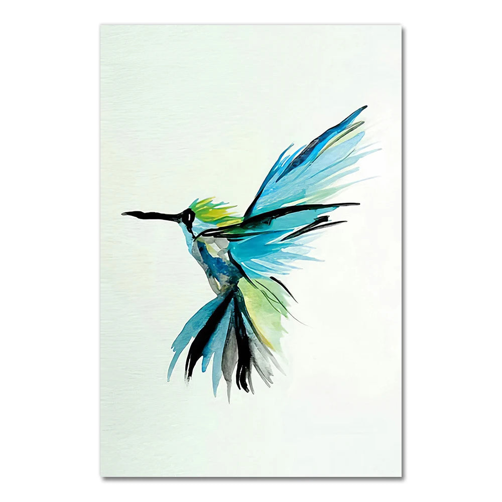 Captivating abstract watercolor prints celebrating avian elegance in jewel-toned splendor.