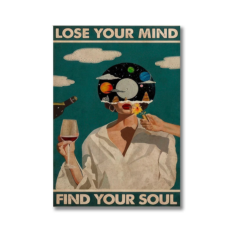 A delightful blend of surrealism and motivational vibes, with a heavy nod to retro aesthetics.