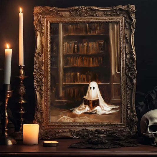 Quiet Moments of a Lonely Ghost is a fun and a little sad collection of pictures about a cute ghost who looks like it's wearing a white sheet with two big black dot eyes.