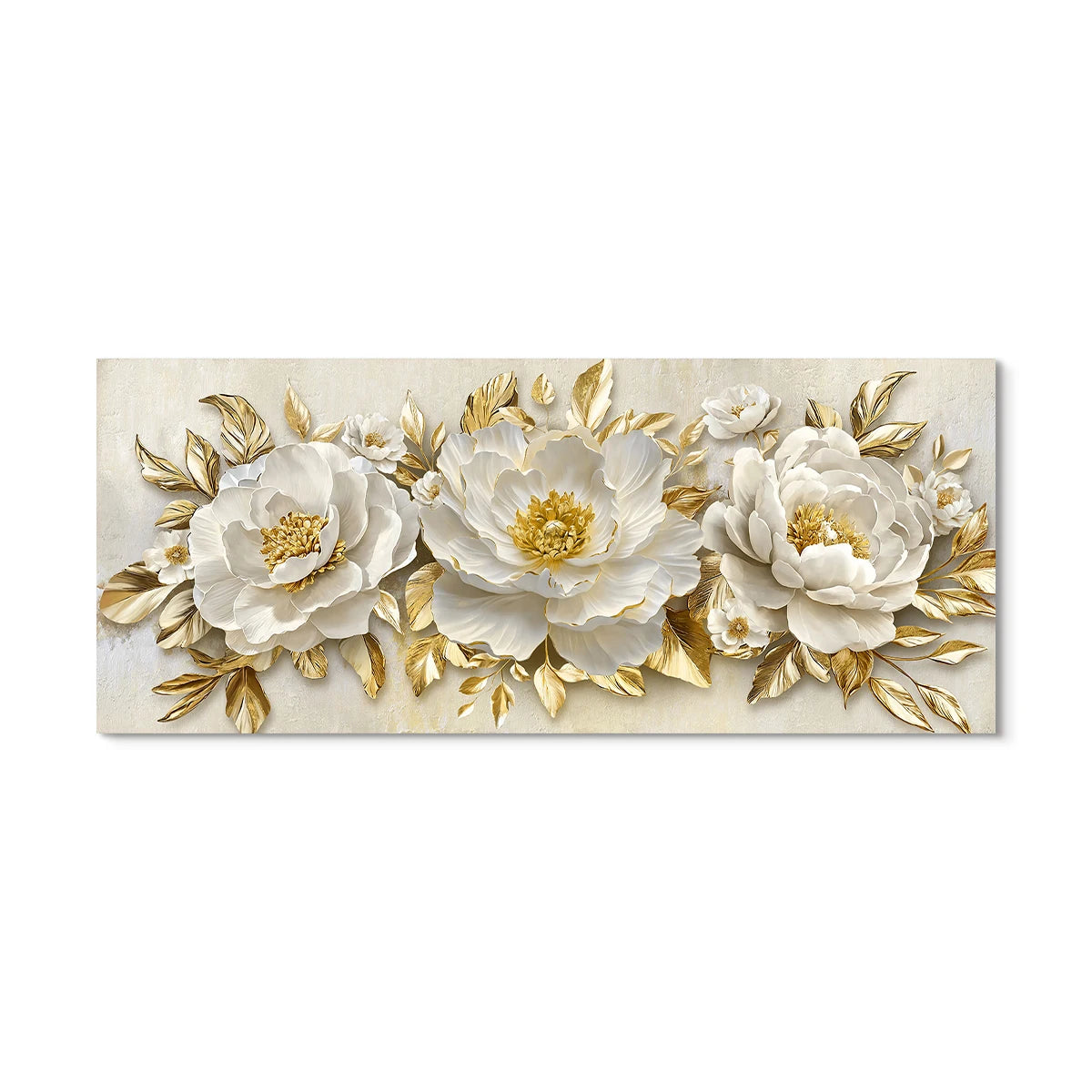 Elegant Ivory and Ebony Blooms with Gold Accents