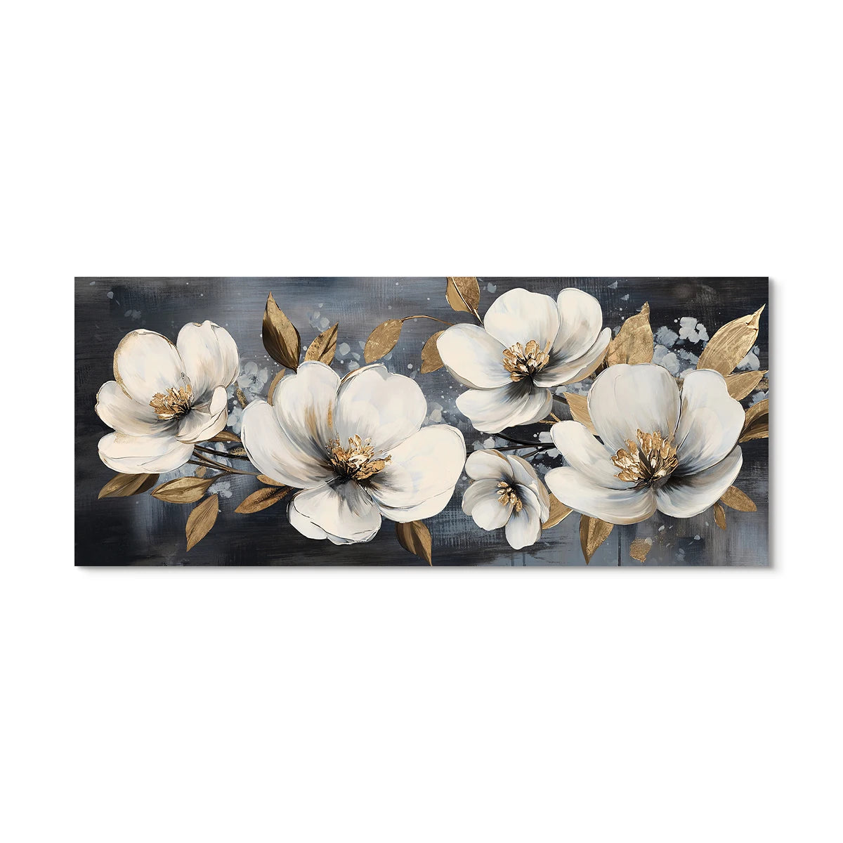 Elegant Ivory and Ebony Blooms with Gold Accents