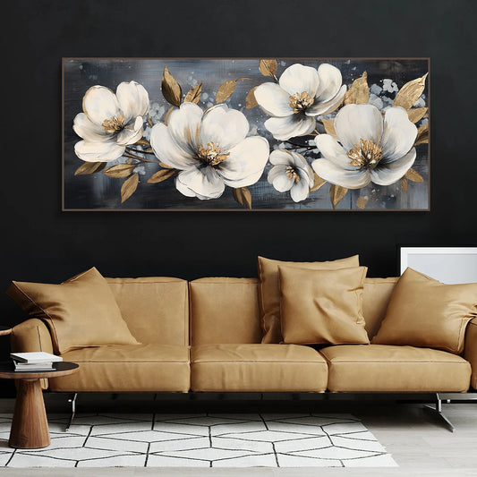 Elegant Ivory and Ebony Blooms with Gold Accents