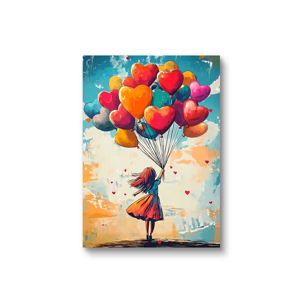 A trio of enchanting digital artworks infused with romantic symbolism, featuring fluffy pink heart-shaped clouds drifting in a vibrant blue sky bathed in golden sunlight.
