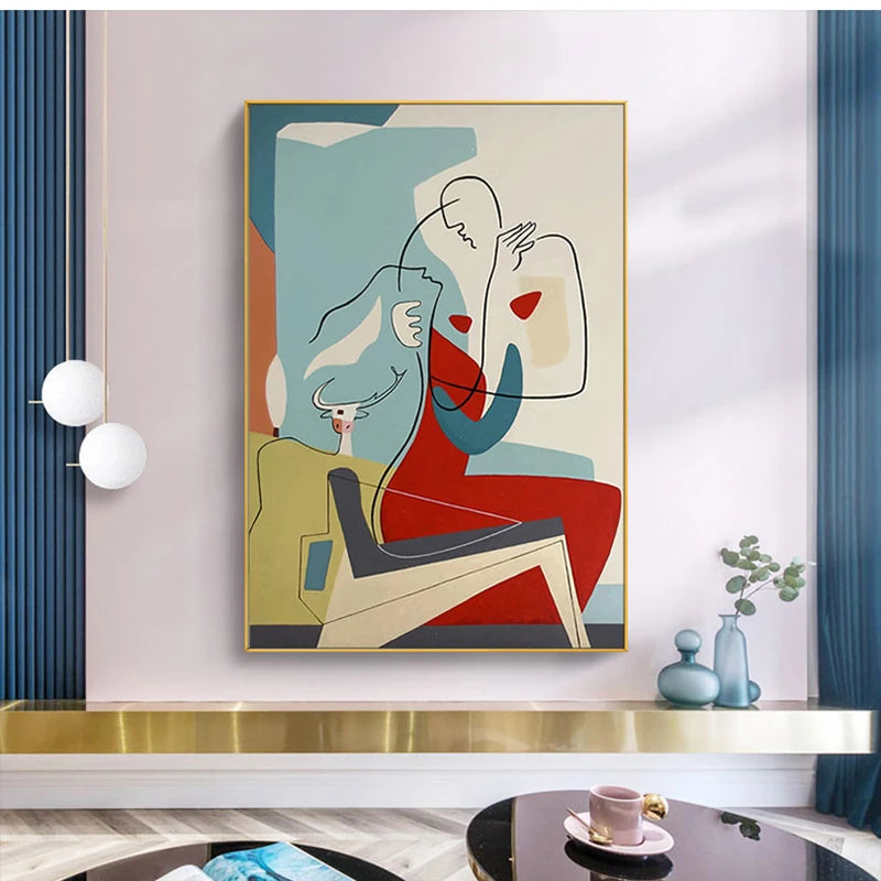 A series of fluid, organic shapes intertwined in a vertical composition.