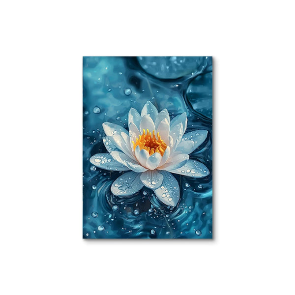 This triptych composition immerses viewers in a tranquil underwater world dominated by cool blue tones, evoking themes of peace.