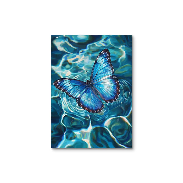 This triptych composition immerses viewers in a tranquil underwater world dominated by cool blue tones, evoking themes of peace.