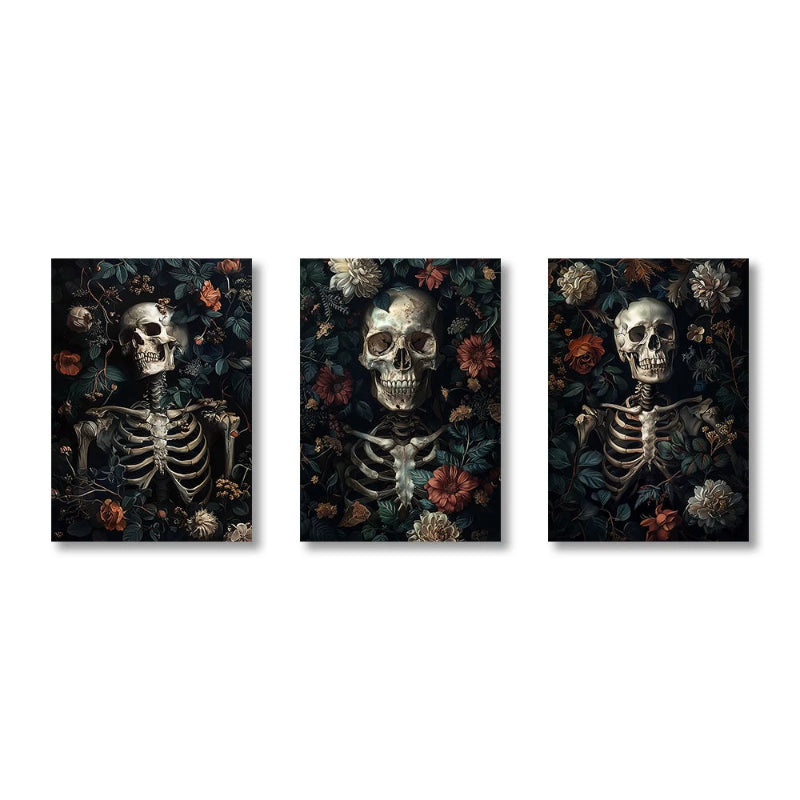 A captivating series of three triptych prints blending eerie and whimsical Halloween themes.