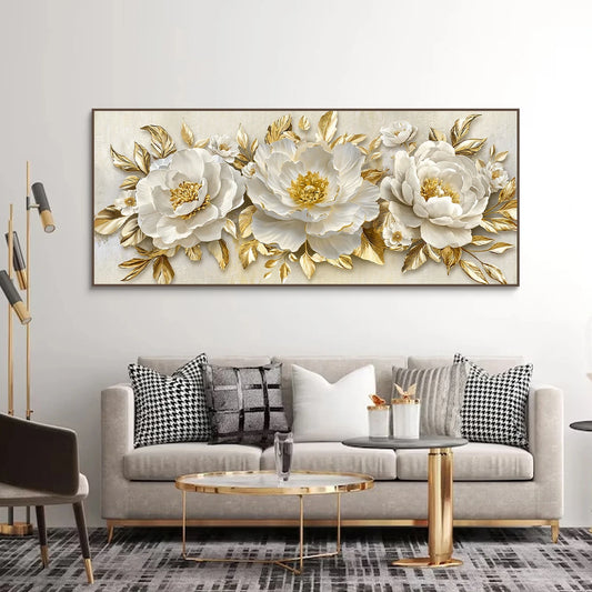 Elegant Ivory and Ebony Blooms with Gold Accents