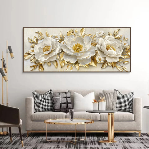 Elegant Ivory and Ebony Blooms with Gold Accents