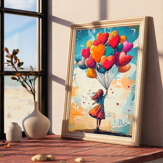 A trio of enchanting digital artworks infused with romantic symbolism, featuring fluffy pink heart-shaped clouds drifting in a vibrant blue sky bathed in golden sunlight.