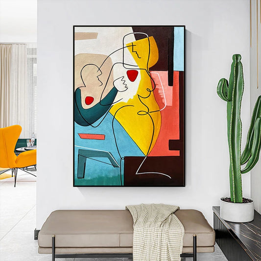 A series of fluid, organic shapes intertwined in a vertical composition.
