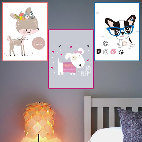 My Baby Animal Wall Art Canvas Print 3 piece