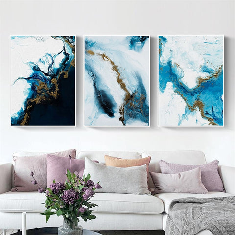 ABSTRACT BLUE 1 - Painting Canvas Print 12x12 to 36x24 – BDifferent